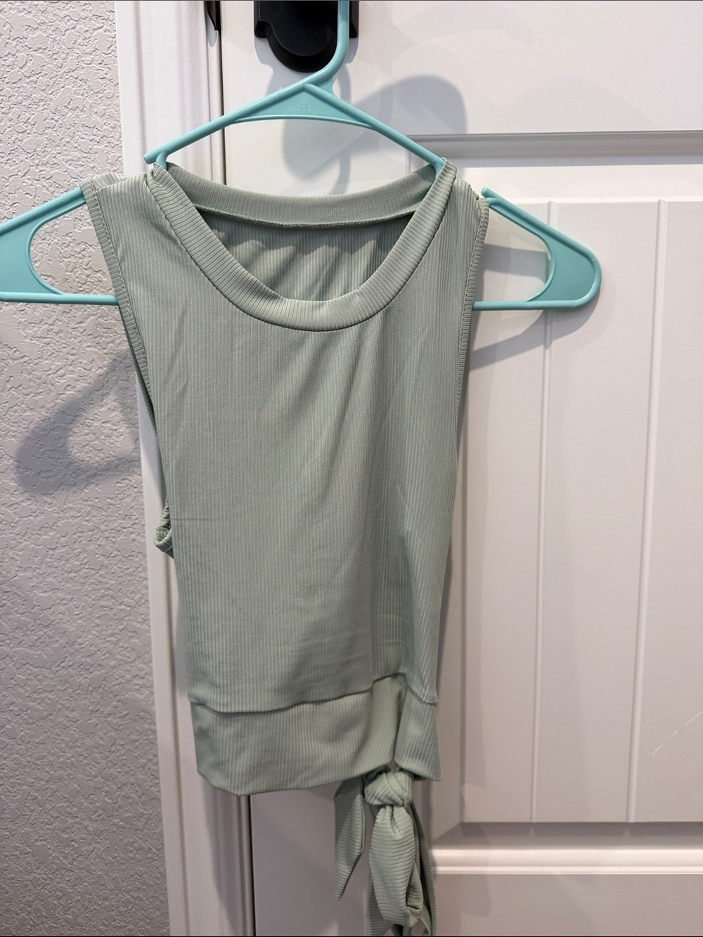Women's Sage Green Tie-Hem Ribbed Tank Top